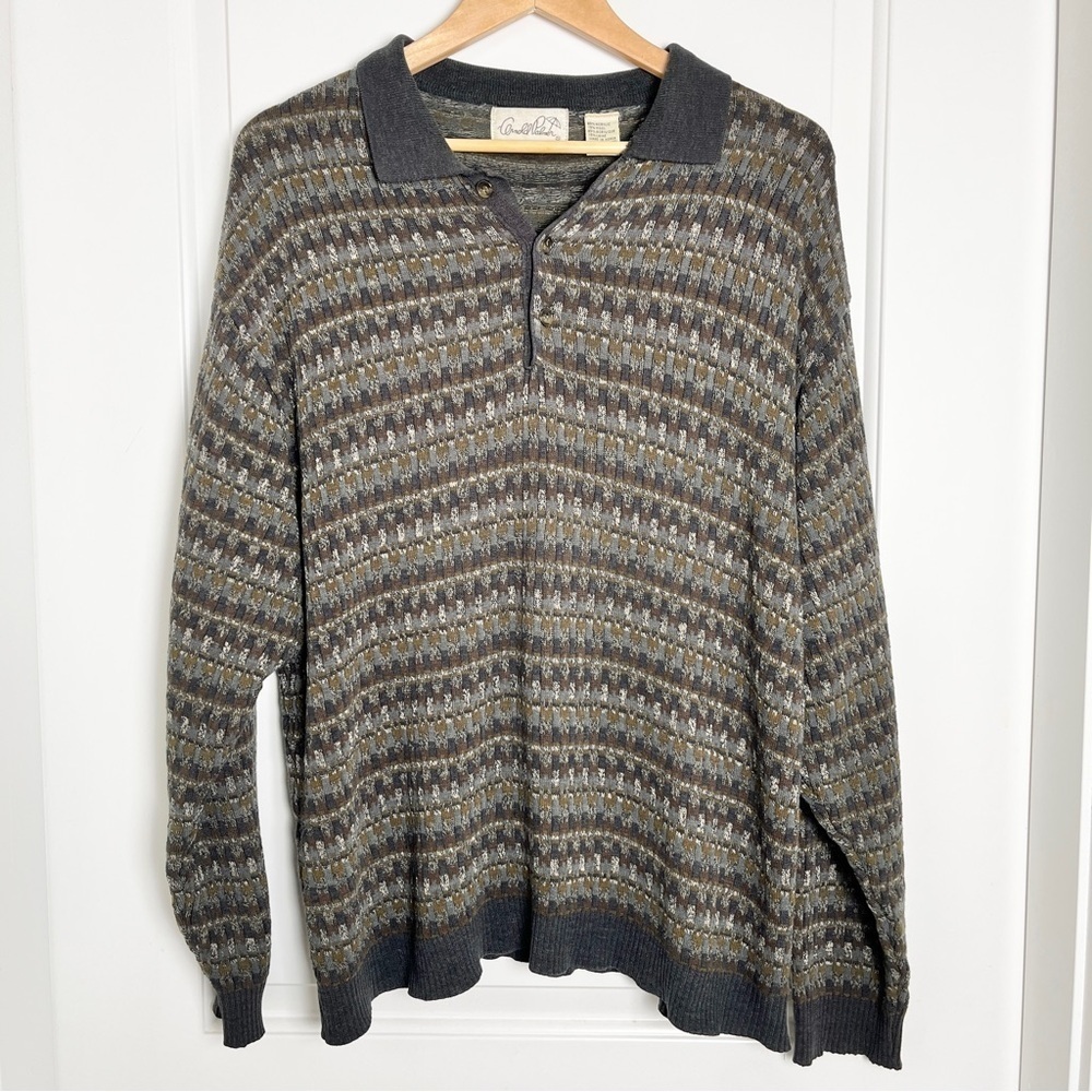 Vintage 90s Arnold Palmer Gray Patterned Pullover Sweater - Large